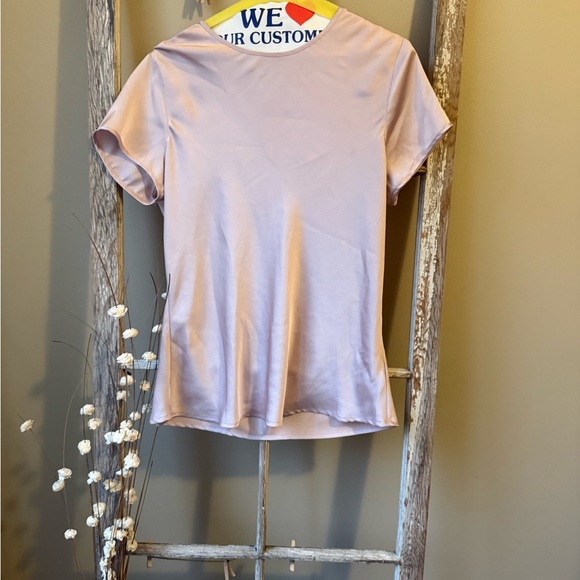 Express Tops - Express Light Pink Satin Short Sleeve Top